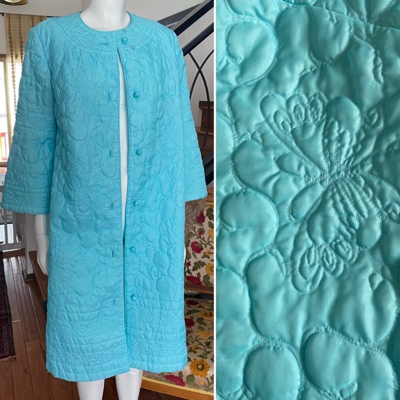 Vintage Intimates & Sleepwear 95s Quilted Baby Blue House Coat